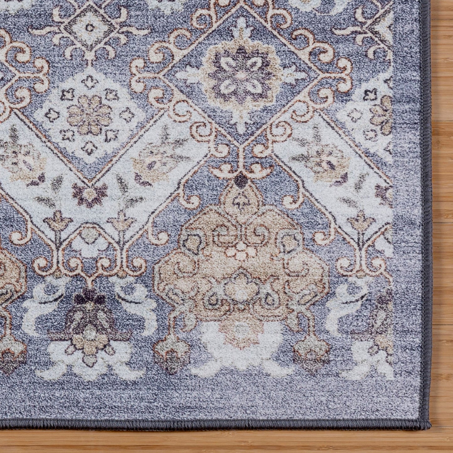 Gertmenian Crystal Print Washable Digital Printed Flat Pile Polyester Slip Resistant Area Rug Collection