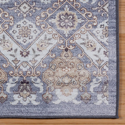 Gertmenian Crystal Print Washable Digital Printed Flat Pile Polyester Slip Resistant Area Rug Collection