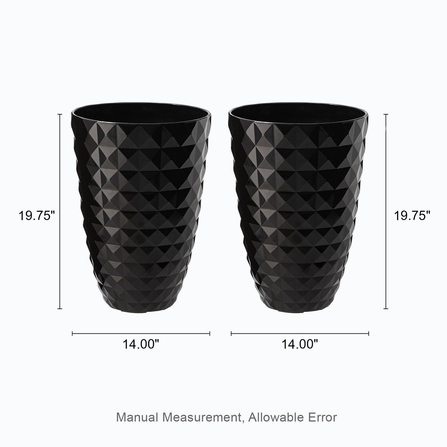 Glitzhome 19.75 H Eco-Friendly Oversized Faux Ceramic Diamond Textured Tall Planter Porch Flowerpot (Set of 2)