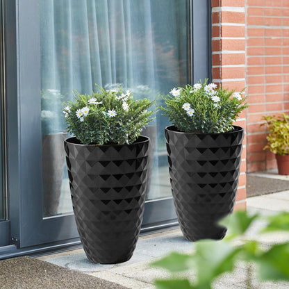 Glitzhome 19.75 H Eco-Friendly Oversized Faux Ceramic Diamond Textured Tall Planter Porch Flowerpot (Set of 2)