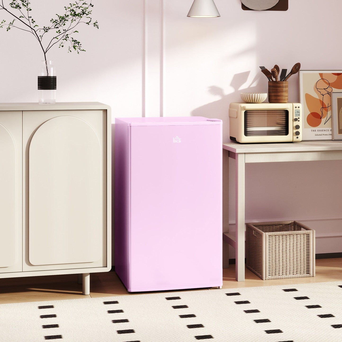 Mini-réfrigérateur HOMCOM de 3,2 pi³ avec congélateur, réfrigérateur compact à une porte avec thermostat réglable pour chambre à coucher