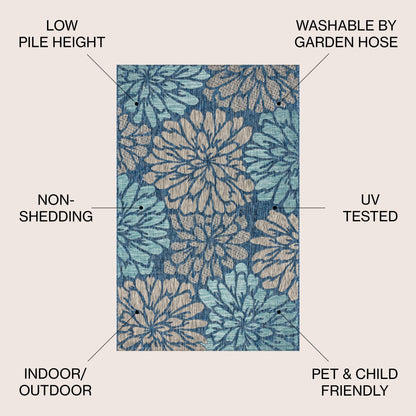 JONATHAN Y Floral Textured Weave Indoor/Outdoor Area Rug
