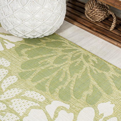 JONATHAN Y Floral Textured Weave Indoor/Outdoor Area Rug