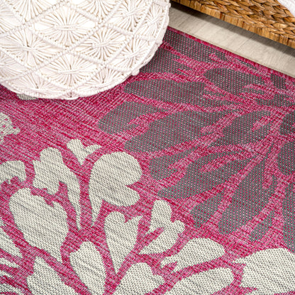 JONATHAN Y Floral Textured Weave Indoor/Outdoor Area Rug