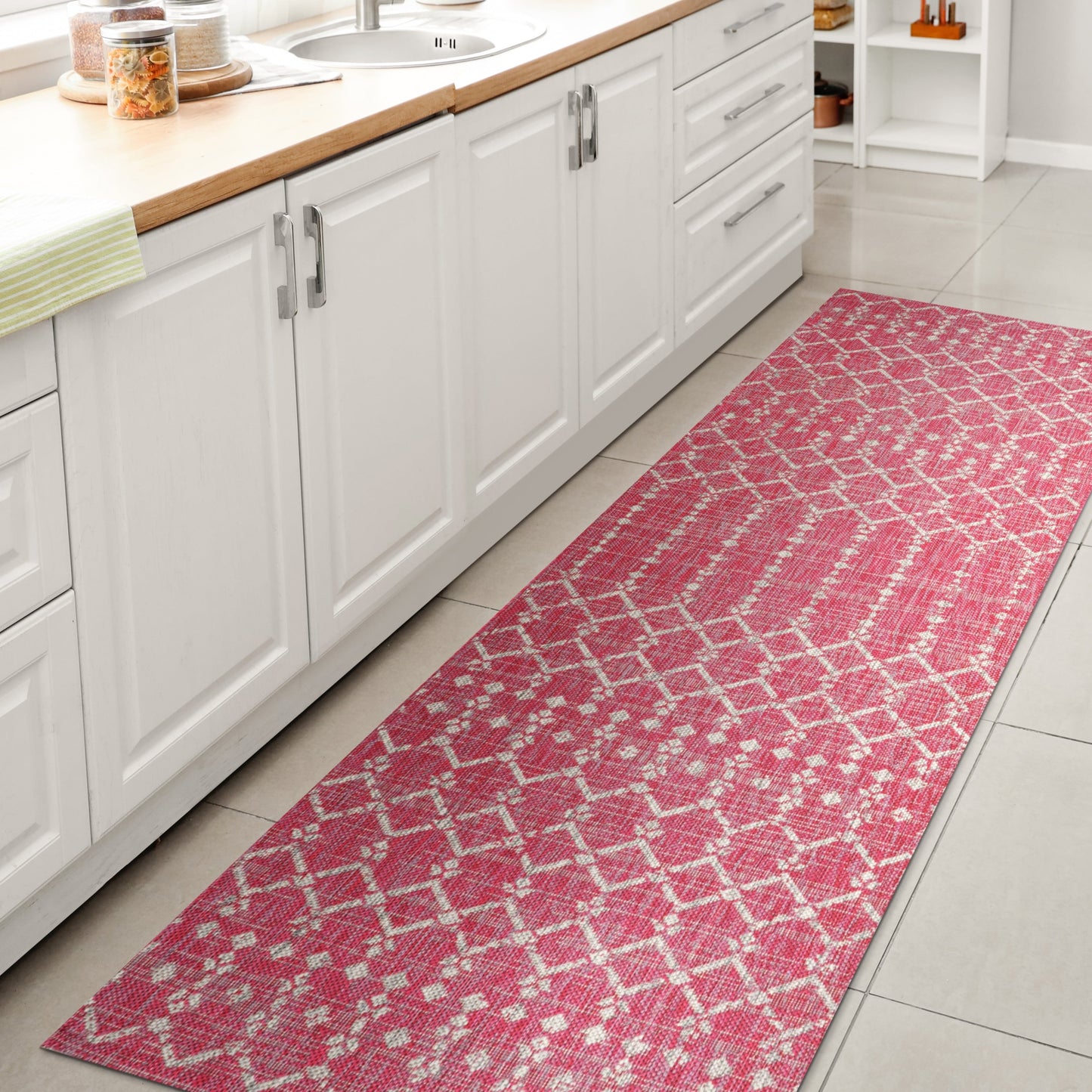 JONATHAN Y Trebol Moroccan Geometric Textured Weave Indoor/Outdoor Area Rug