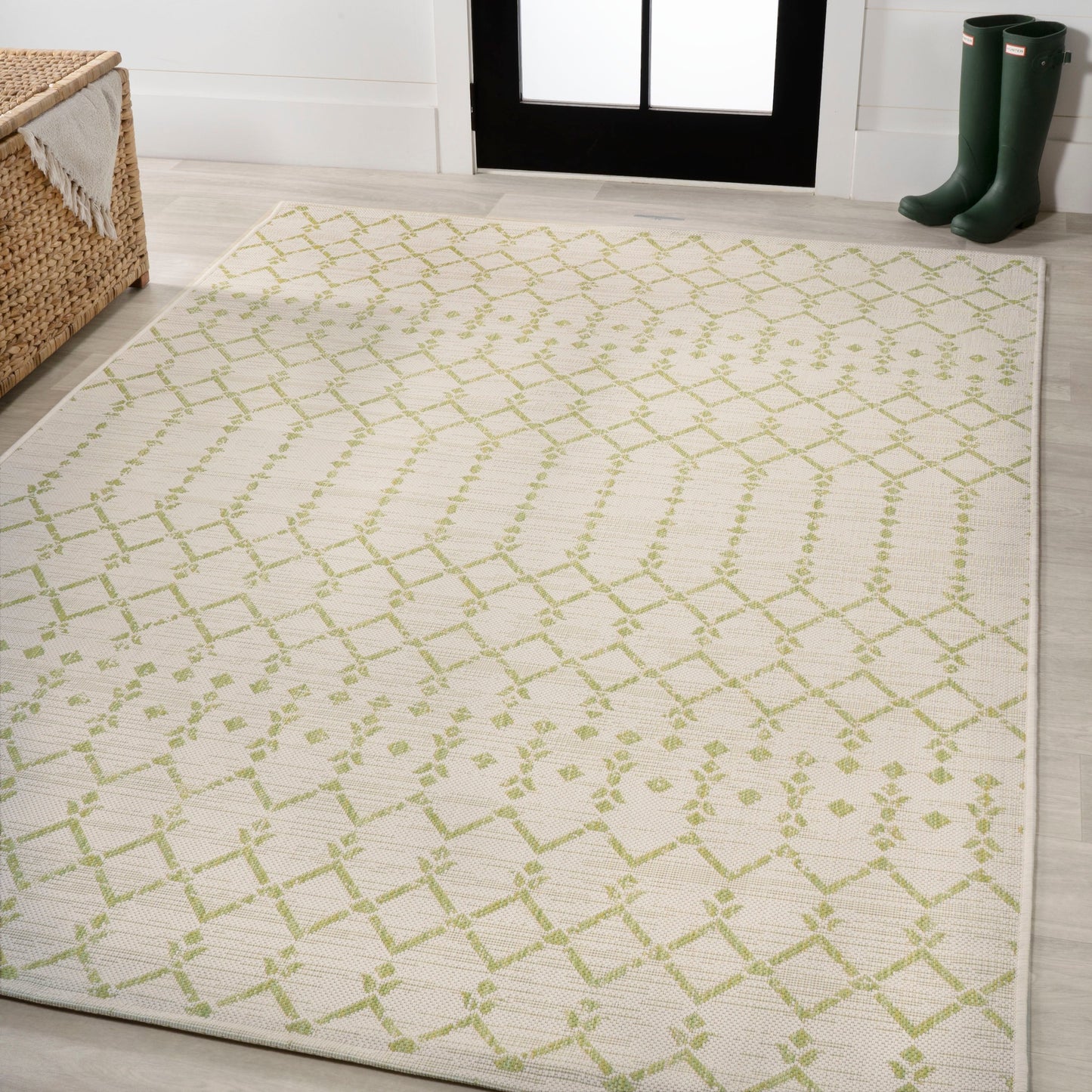 JONATHAN Y Trebol Moroccan Geometric Textured Weave Indoor/Outdoor Area Rug