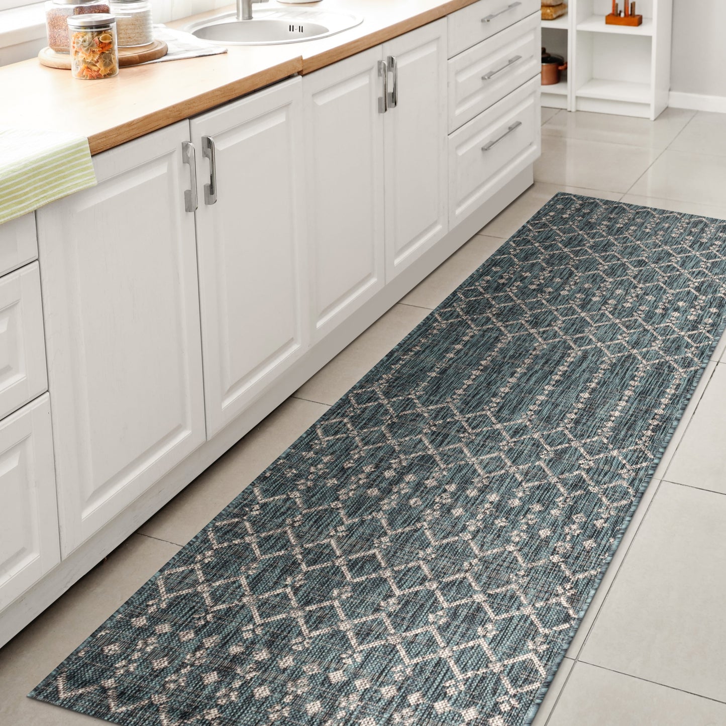JONATHAN Y Trebol Moroccan Geometric Textured Weave Indoor/Outdoor Area Rug