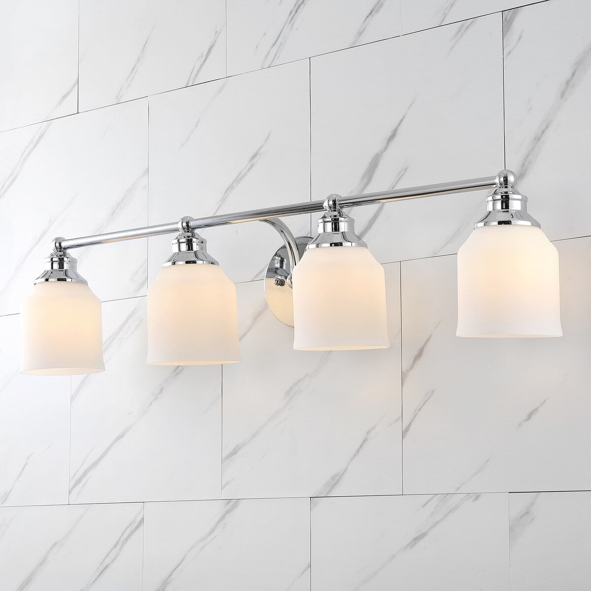 Jayne Iron/Frosted Glass Farmhouse Cottage LED Vanity Light, by JONATHAN Y