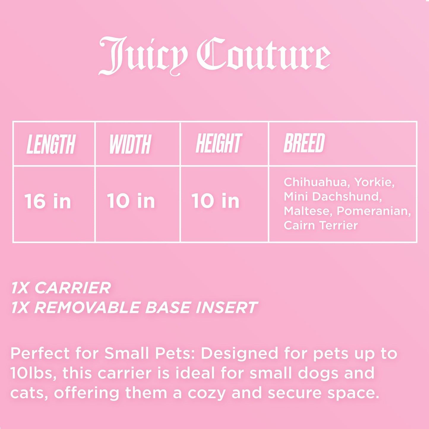 Sac de transport pour animaux de compagnie Juicy Couture Give Me Treats - Sac de voyage élégant