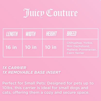 Sac de transport pour animaux de compagnie Juicy Couture Give Me Treats - Sac de voyage élégant