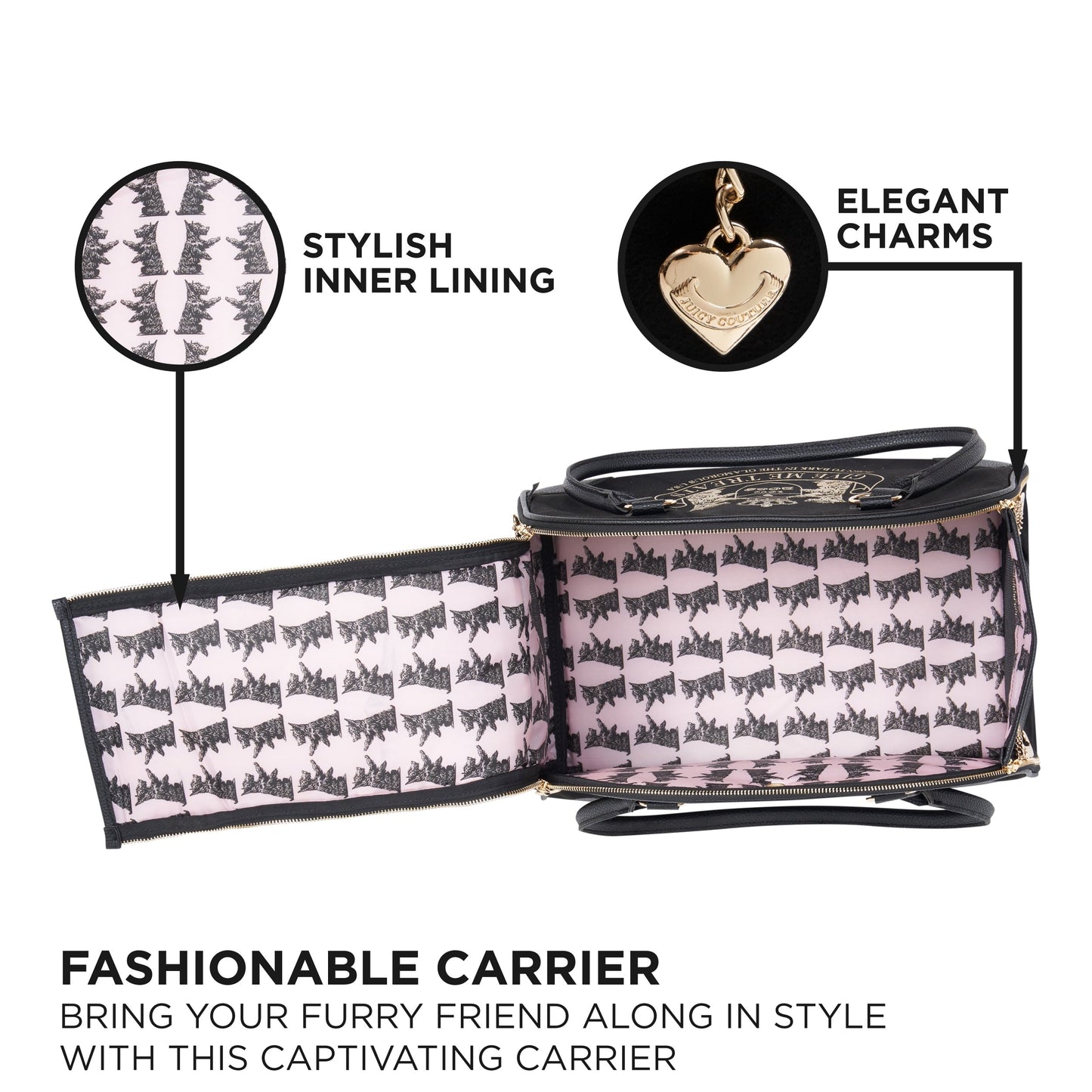 Sac de transport pour animaux de compagnie Juicy Couture Give Me Treats - Sac de voyage élégant