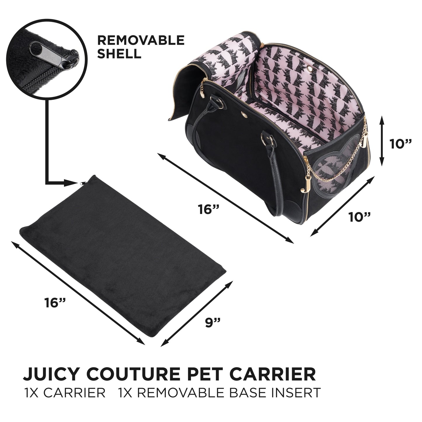 Sac de transport pour animaux de compagnie Juicy Couture Give Me Treats - Sac de voyage élégant