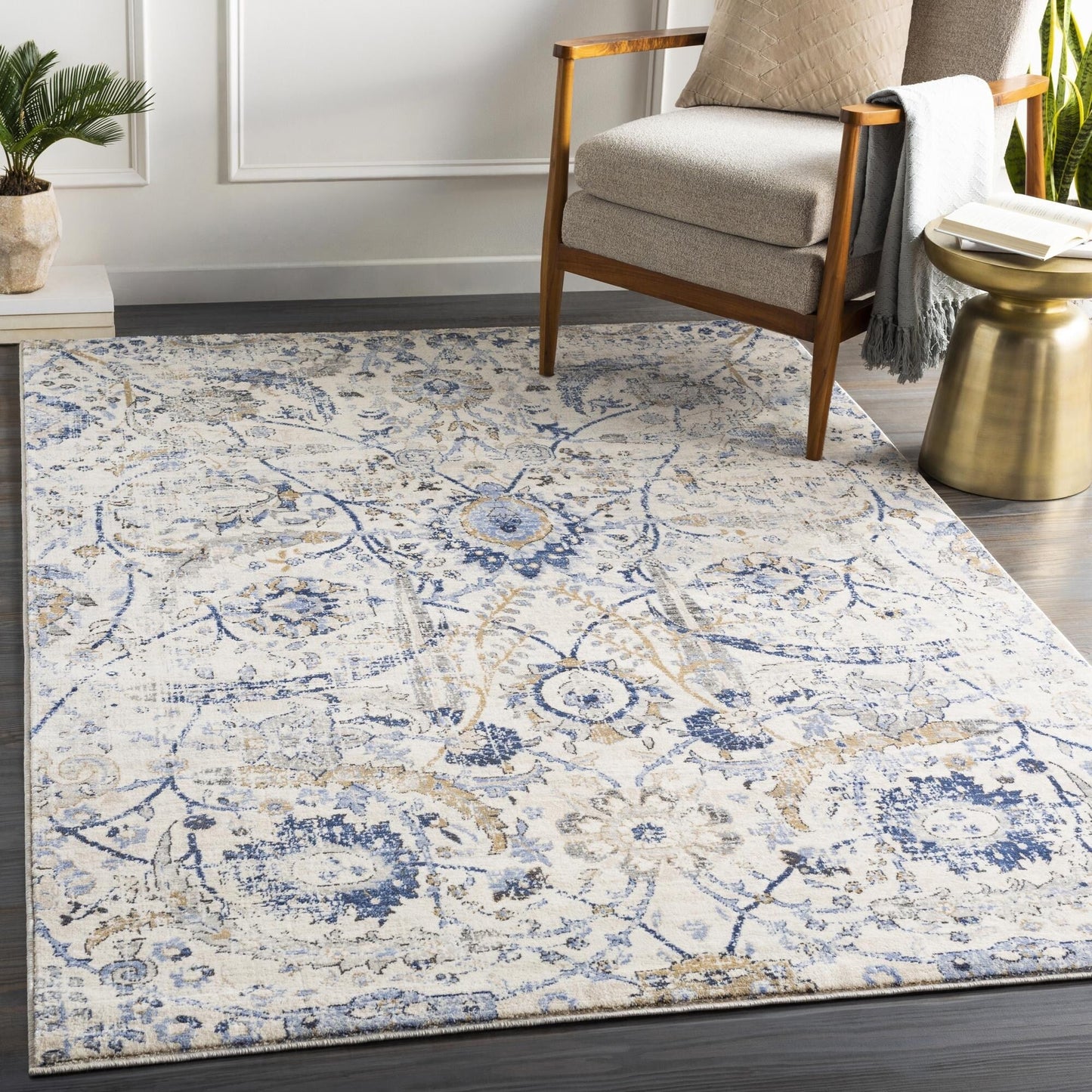 Tapis médaillon traditionnel Livabliss Indigo revisité