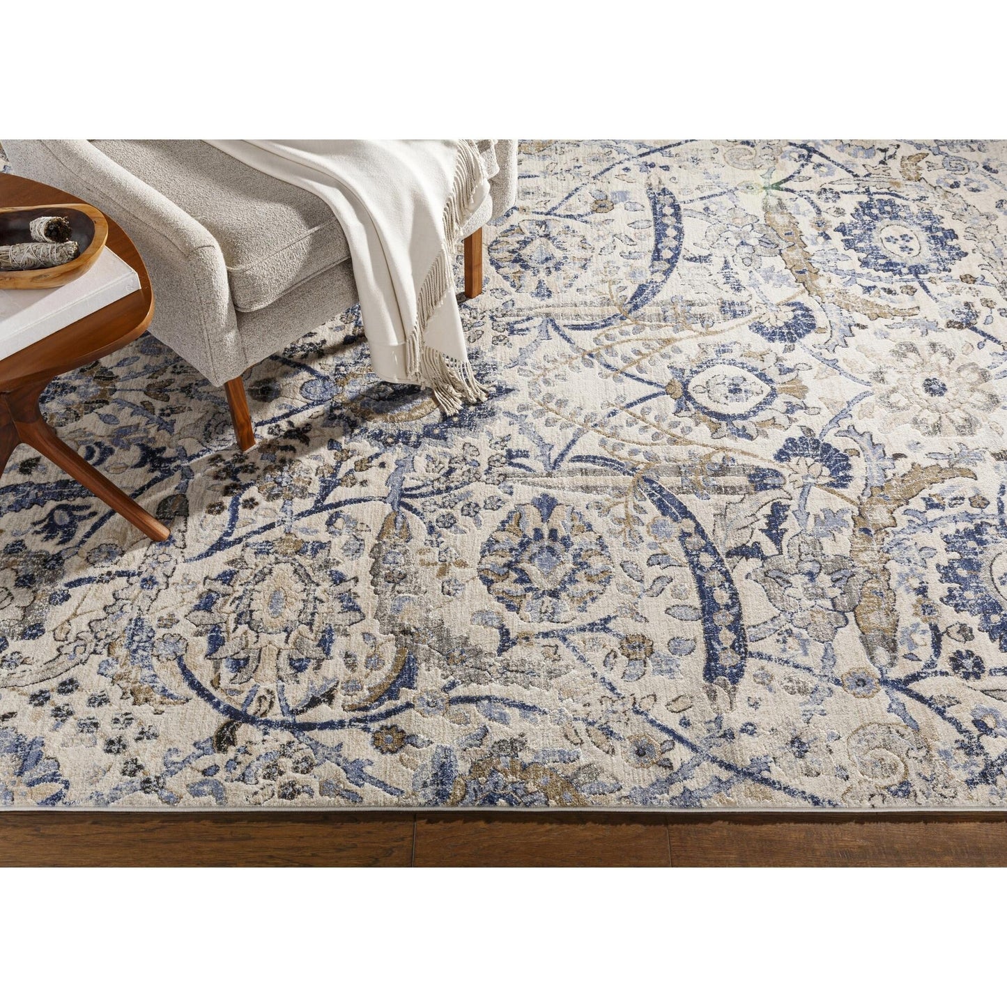 Tapis médaillon traditionnel Livabliss Indigo revisité