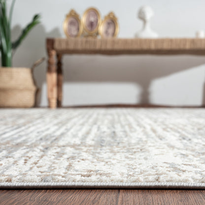 Tapis à rayures abstraites modernes et contemporaines à poils longs Lumina