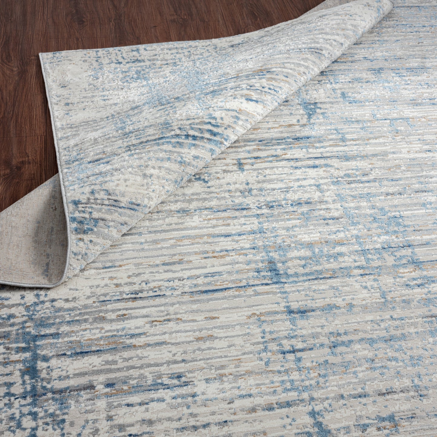 Tapis à rayures abstraites modernes et contemporaines à poils longs Lumina