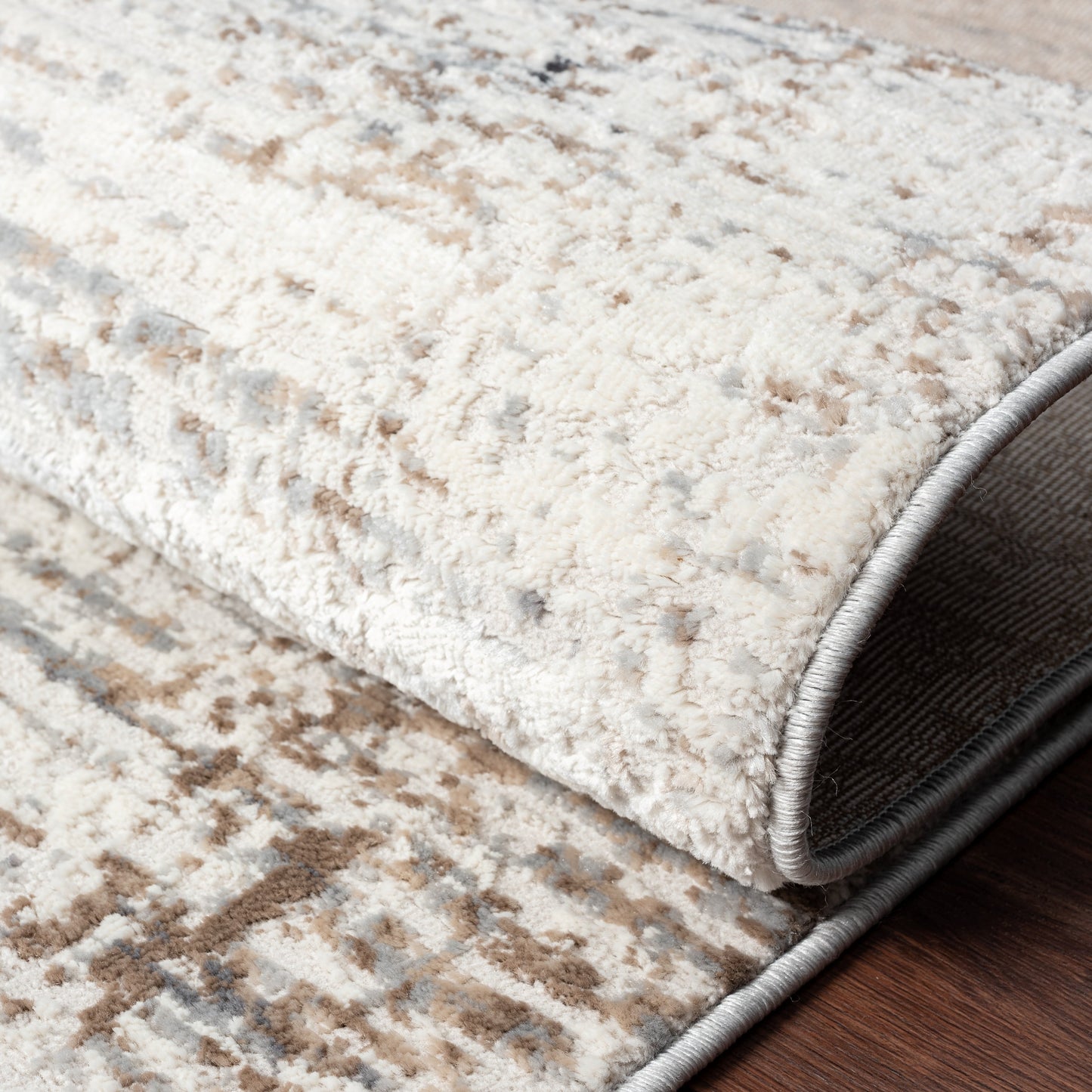 Tapis à rayures abstraites modernes et contemporaines à poils longs Lumina