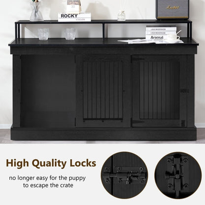 Meuble TV pour cage à chien Mcombo, grand format, niche en bois avec doubles portes, modèle 1861