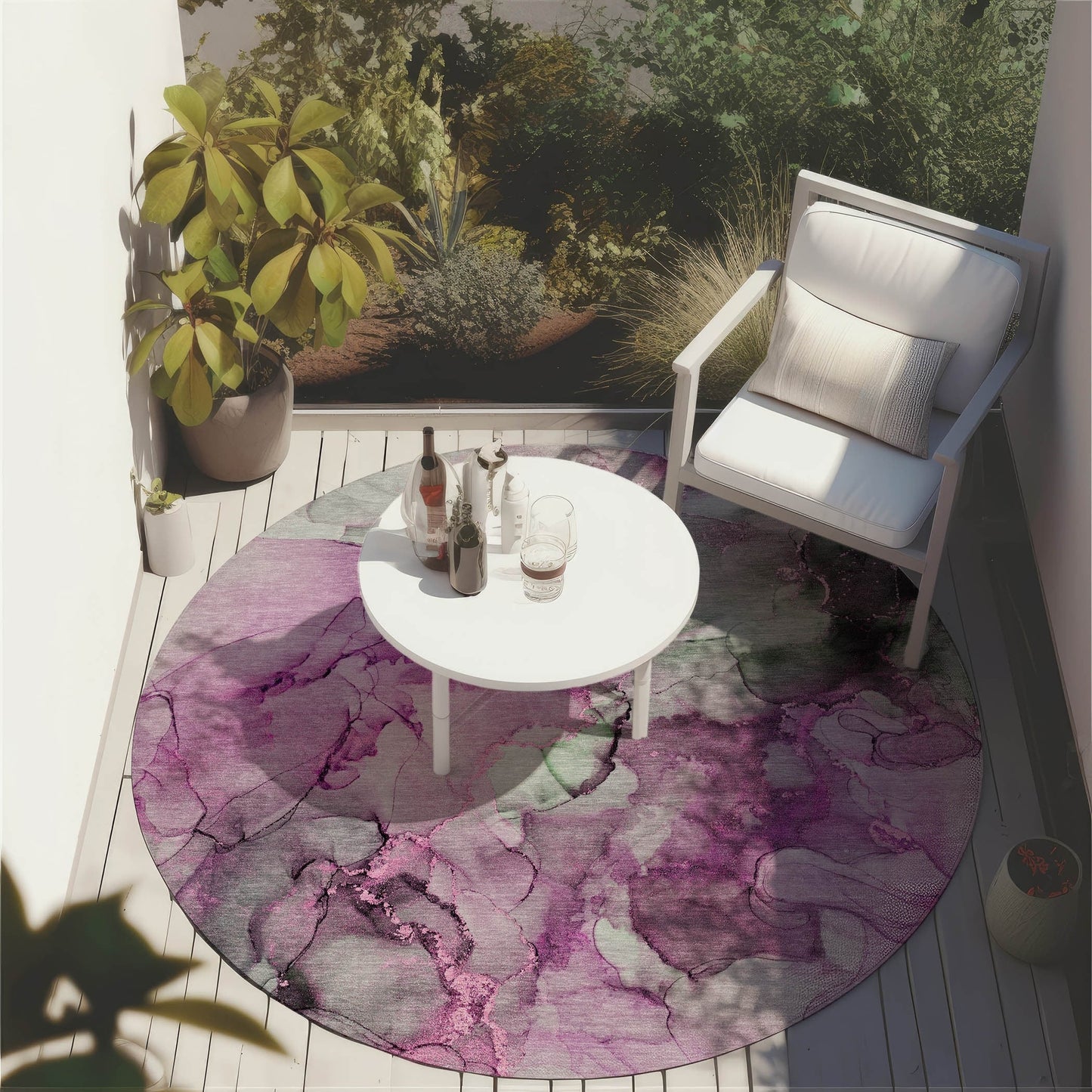 Machine Washable Indoor/ Outdoor Abstract Chantille Rug