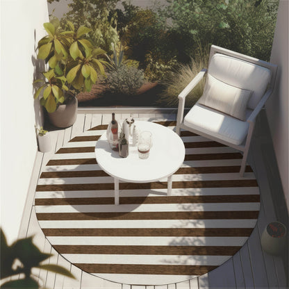 Machine Washable Indoor/ Outdoor Cabana Stripe Chantille Rug