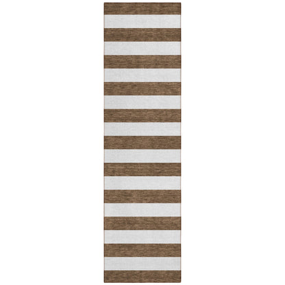 Machine Washable Indoor/ Outdoor Cabana Stripe Chantille Rug