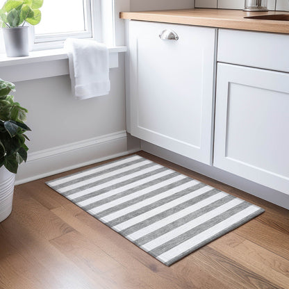 Machine Washable Indoor/ Outdoor Cabana Stripe Chantille Rug