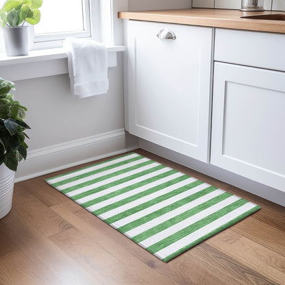 Machine Washable Indoor/ Outdoor Cabana Stripe Chantille Rug