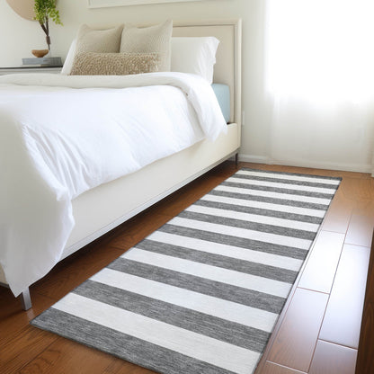 Machine Washable Indoor/ Outdoor Cabana Stripe Chantille Rug