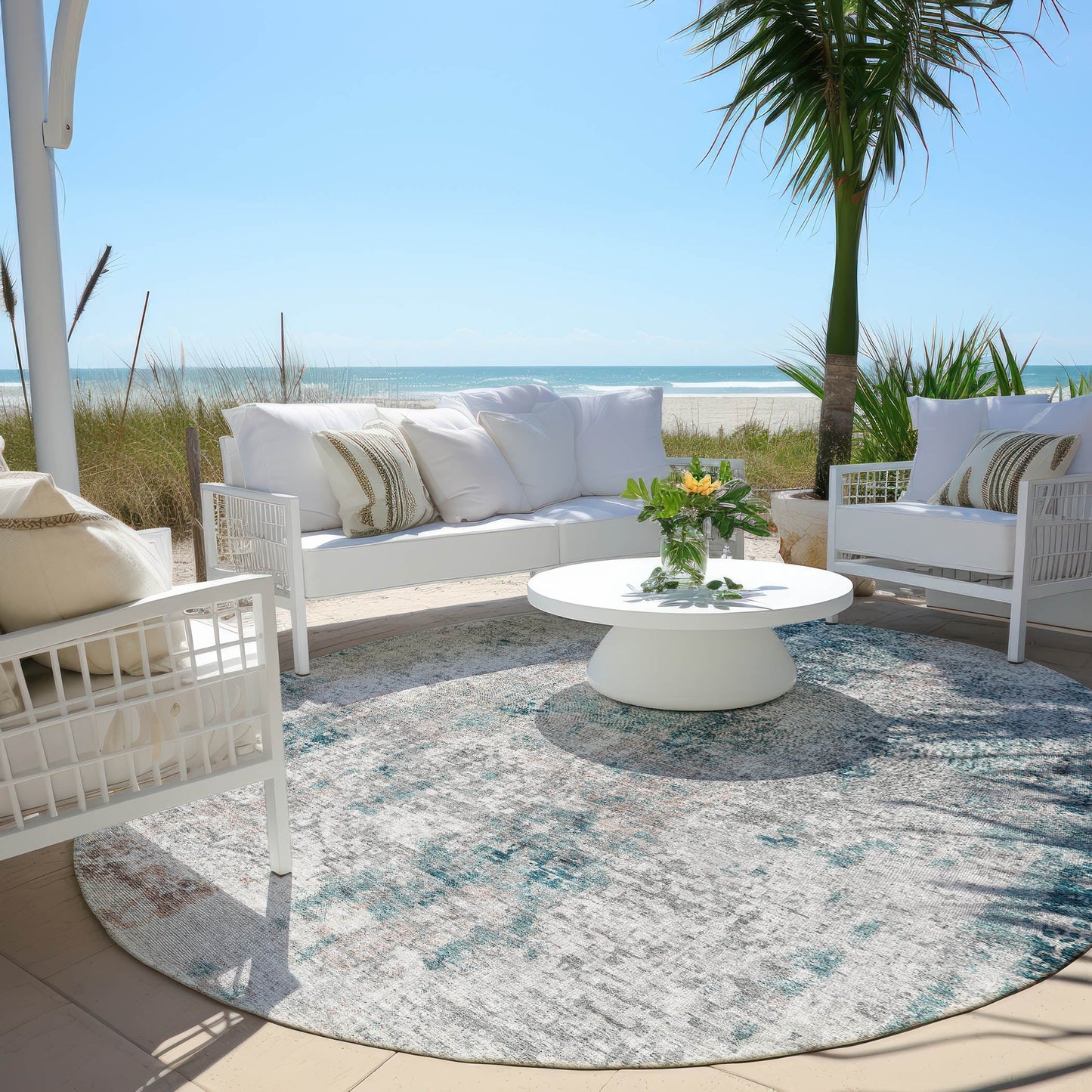 Machine Washable Indoor/ Outdoor Chantille Abstract Modern Rug