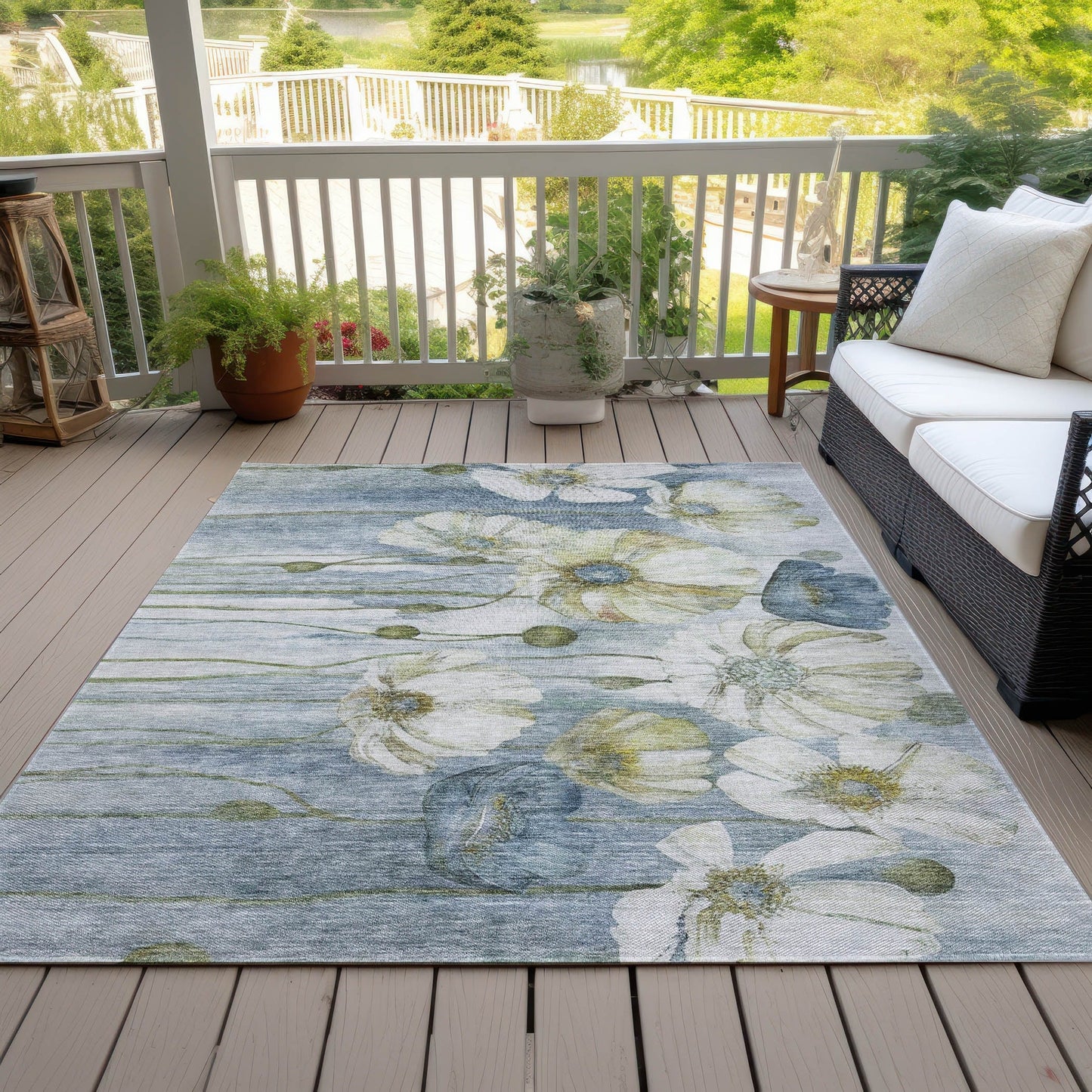 Tapis floral moderne Chantille lavable en machine pour intérieur/extérieur