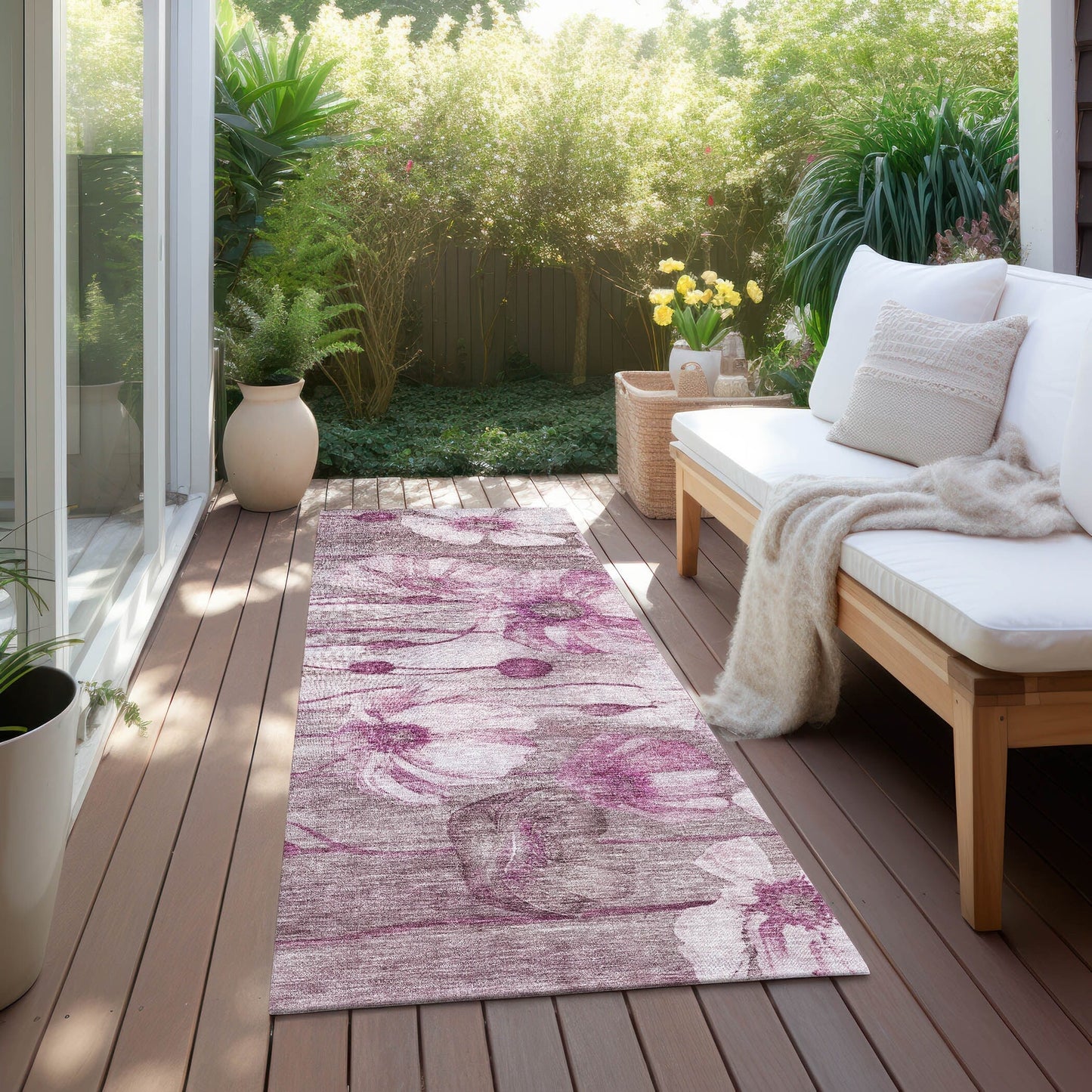 Tapis floral moderne Chantille lavable en machine pour intérieur/extérieur