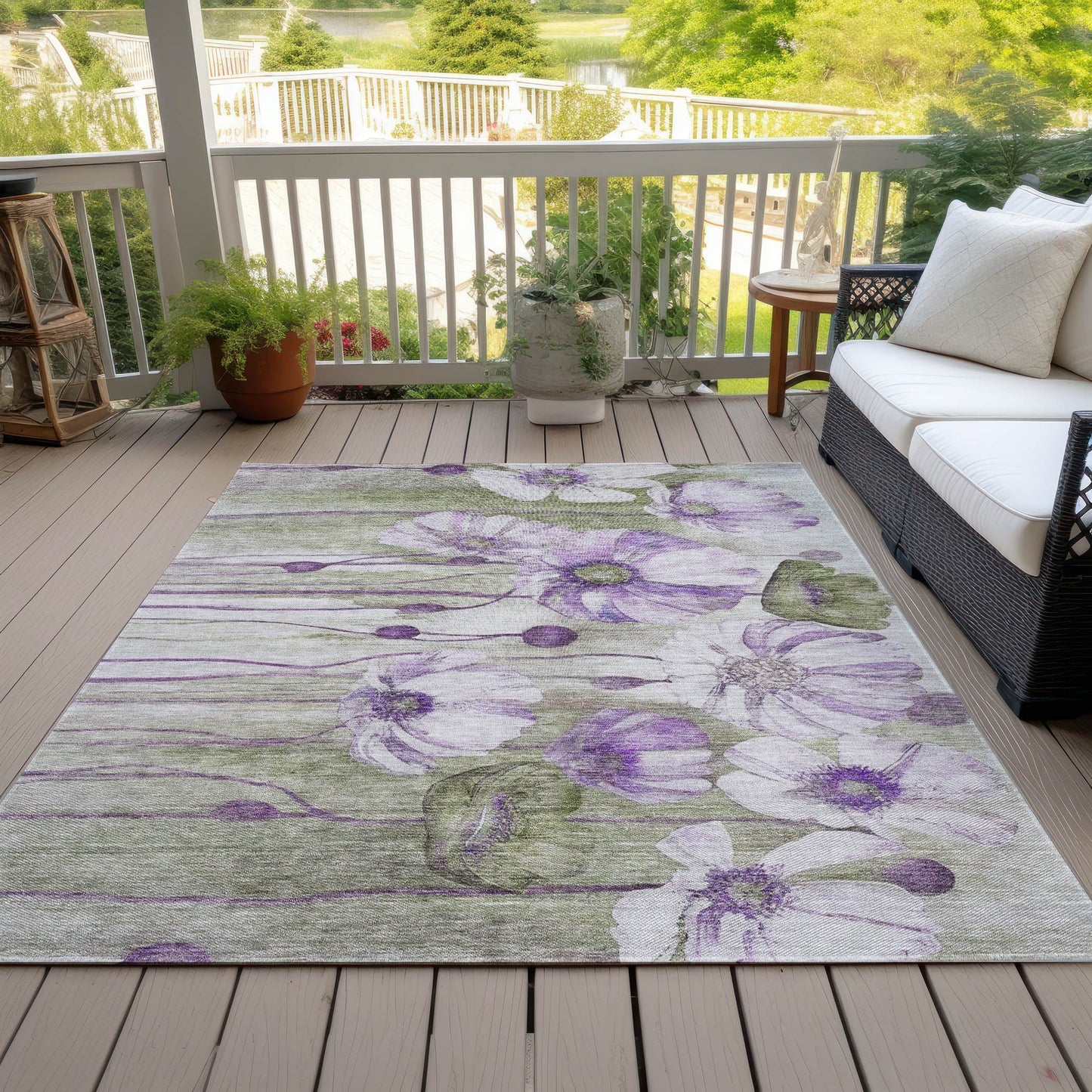 Tapis floral moderne Chantille lavable en machine pour intérieur/extérieur
