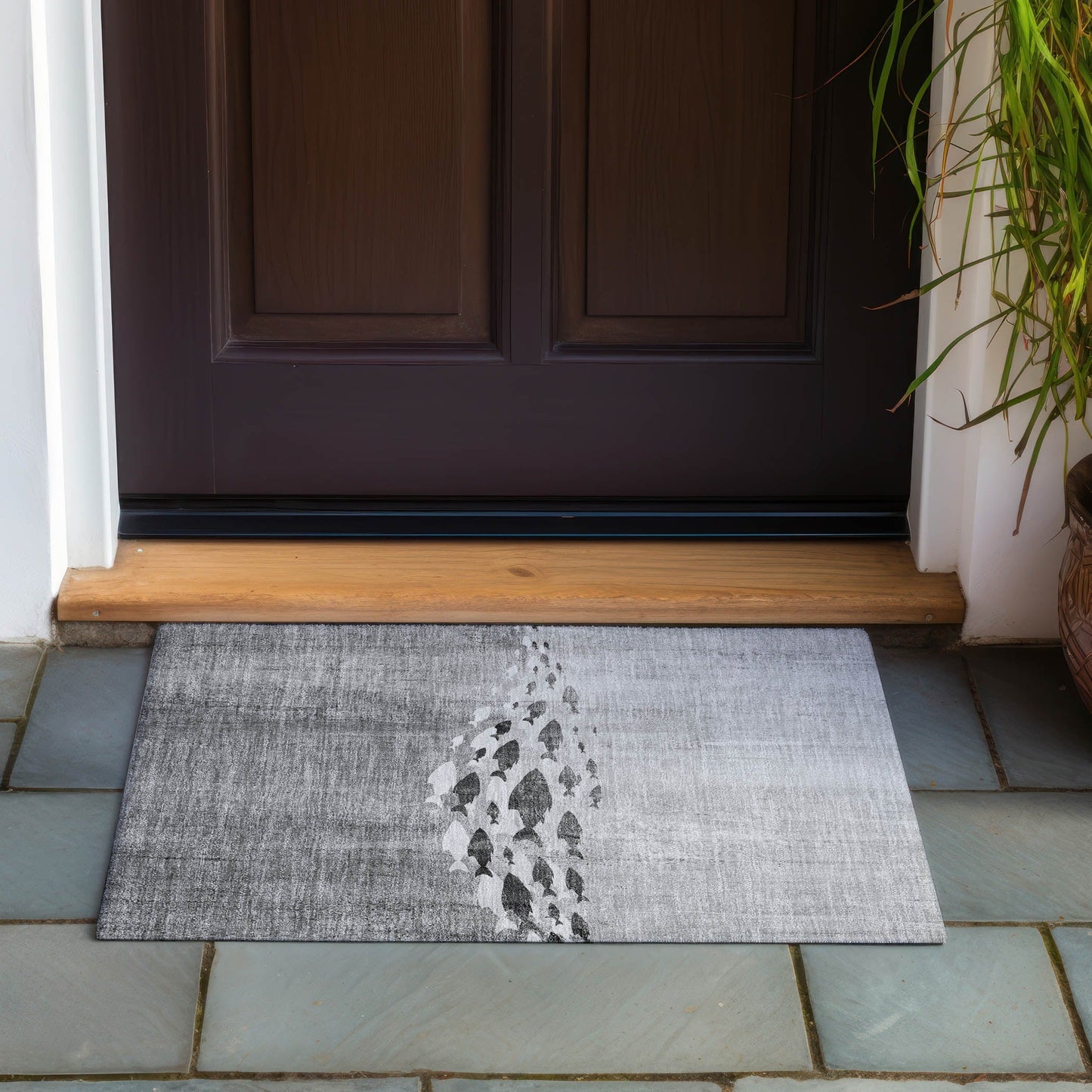 Machine Washable Indoor/ Outdoor Chantille Modern Sea Life Rug