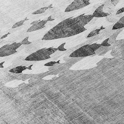Machine Washable Indoor/ Outdoor Chantille Modern Sea Life Rug
