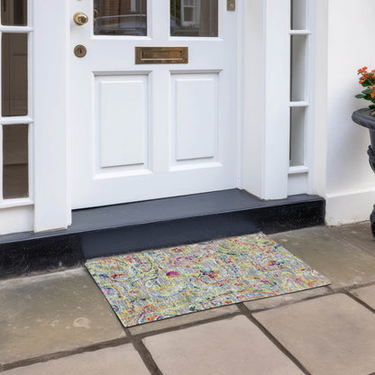 Machine Washable Indoor/ Outdoor Chantille Traditional Scroll Rug