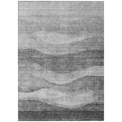 Tapis Chantille contemporain à vagues lavable en machine pour intérieur/extérieur