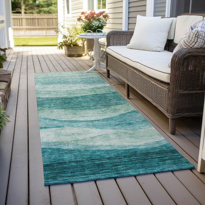 Tapis Chantille contemporain à vagues lavable en machine pour intérieur/extérieur
