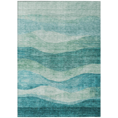 Tapis Chantille contemporain à vagues lavable en machine pour intérieur/extérieur