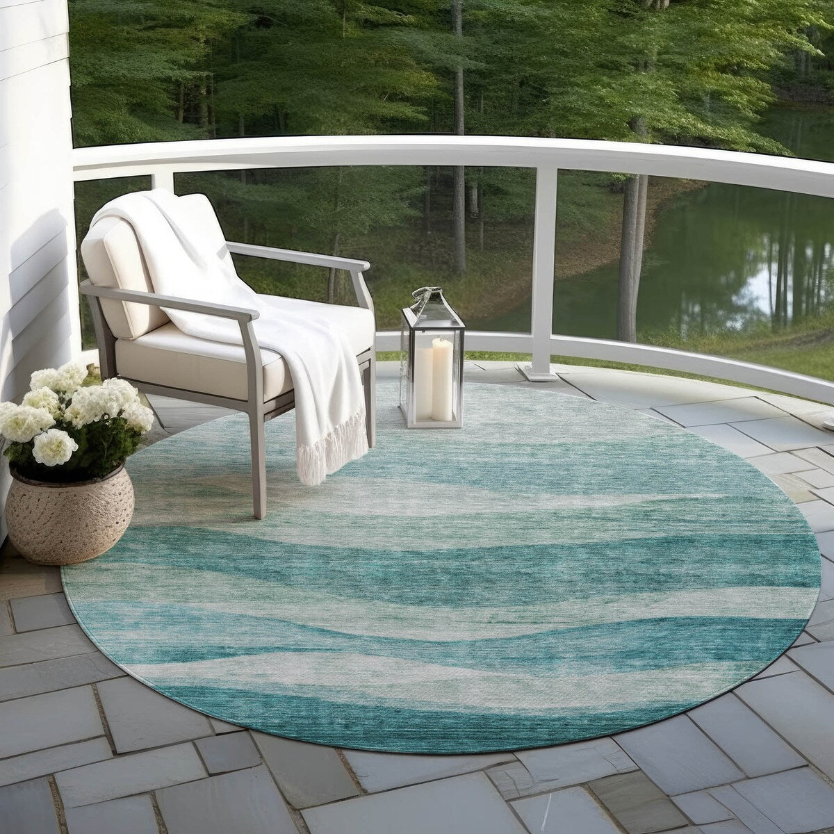 Tapis Chantille contemporain à vagues lavable en machine pour intérieur/extérieur