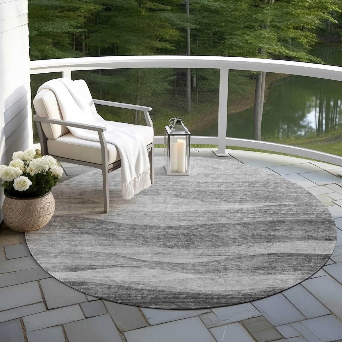 Tapis Chantille contemporain à vagues lavable en machine pour intérieur/extérieur