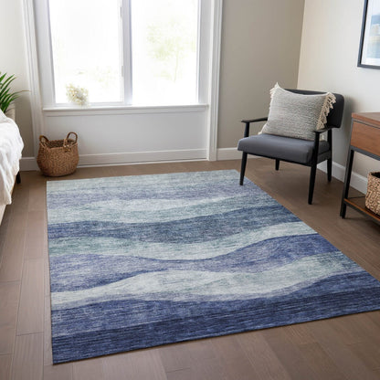 Tapis Chantille contemporain à vagues lavable en machine pour intérieur/extérieur