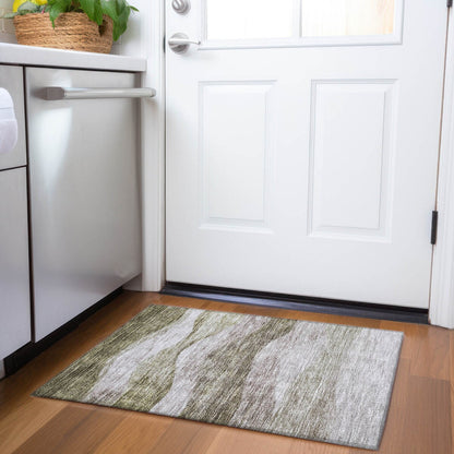 Tapis Chantille contemporain à vagues lavable en machine pour intérieur/extérieur