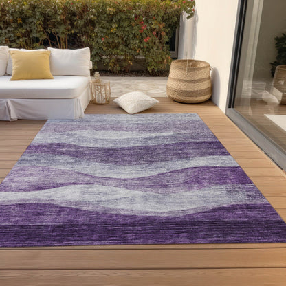 Tapis Chantille contemporain à vagues lavable en machine pour intérieur/extérieur