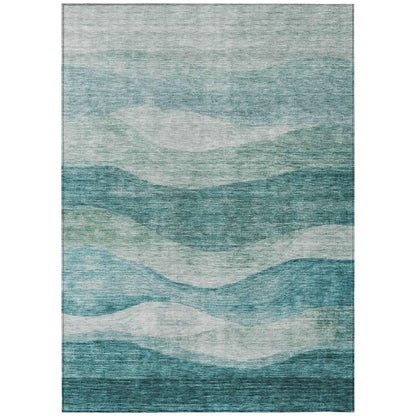 Tapis Chantille contemporain à vagues lavable en machine pour intérieur/extérieur