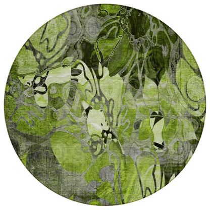 Machine Washable Indoor/ Outdoor Modern Floral Chantille Rug