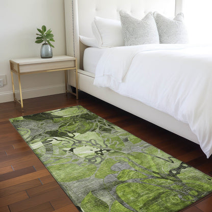 Machine Washable Indoor/ Outdoor Modern Floral Chantille Rug