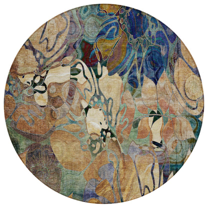 Machine Washable Indoor/ Outdoor Modern Floral Chantille Rug
