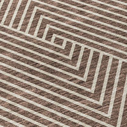 Machine Washable Indoor/ Outdoor Modern Geo Chantille Rug