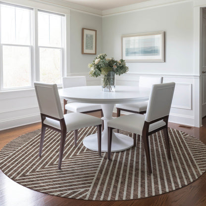 Machine Washable Indoor/ Outdoor Modern Geo Chantille Rug