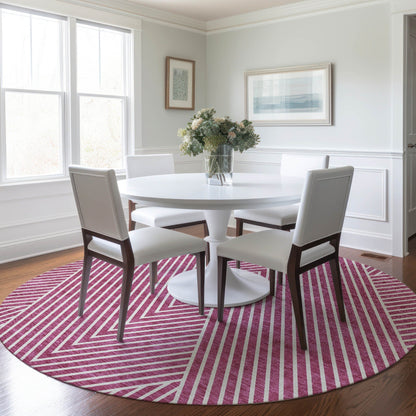 Machine Washable Indoor/ Outdoor Modern Geo Chantille Rug